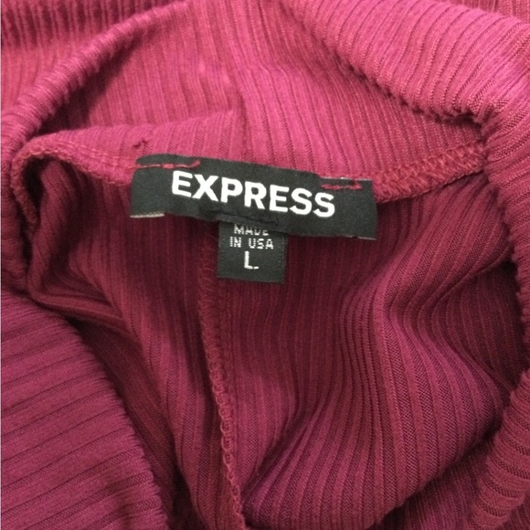 Express Ribbed Mock Neck Short Sleeve Tee Magenta Size L - Picture 8 of 10